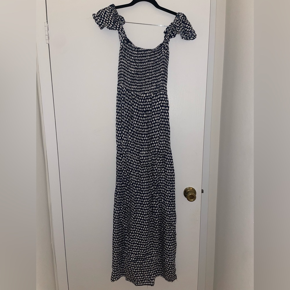 Blue and white high low dress